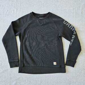 Carhartt Women's Relaxed Fit Midweight Block Logo Sleeve Graphic Sweatshirt M